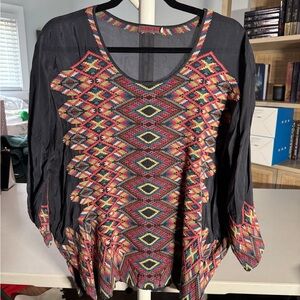 Johnny Was Embroidered Tunic Blouse Top